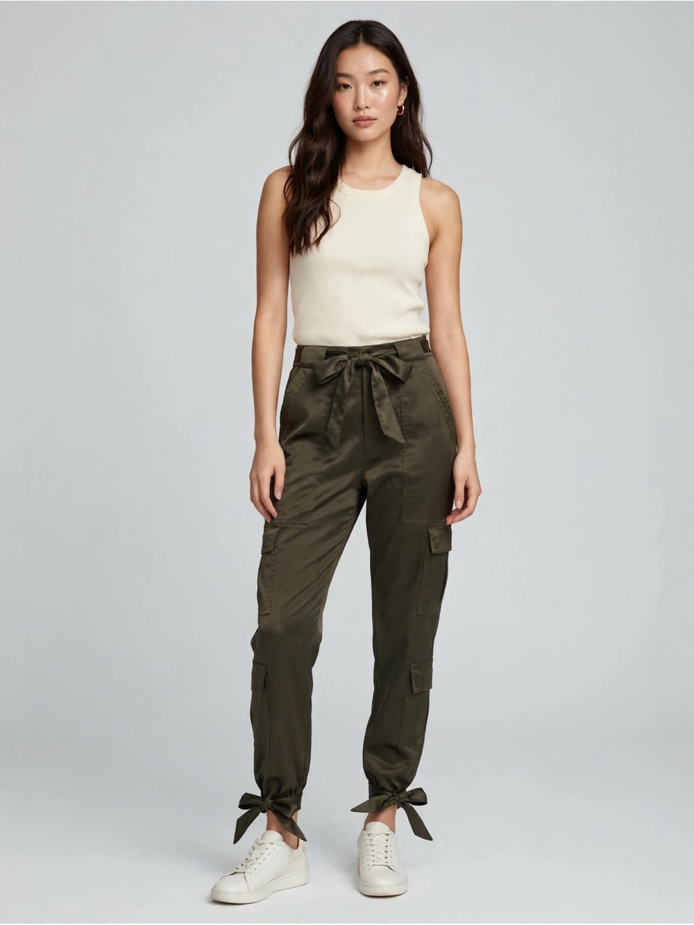 Joie Olive Tie-Waist Cargo Trousers - Picture 1 of 2